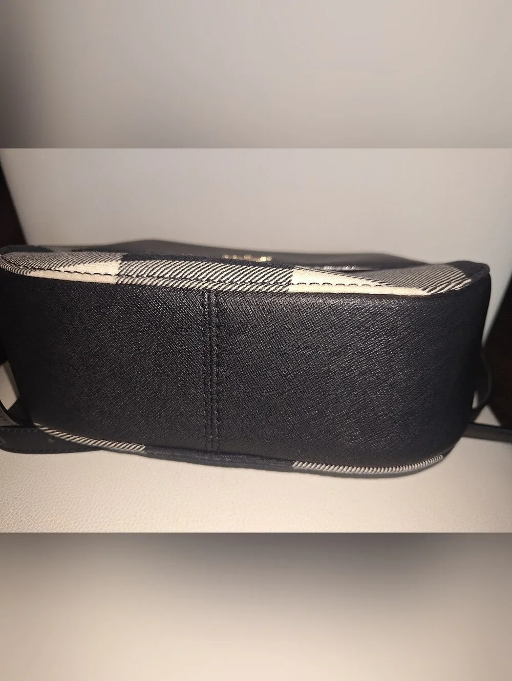 Kate Spade Black & Cream Cameron Street Plaid Crossbody Bag EUC